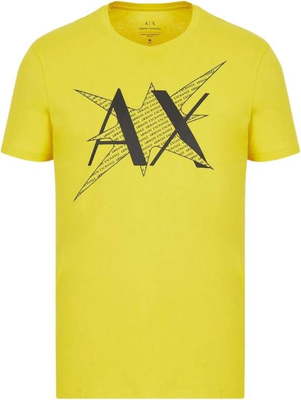 Armani Exchange Heren Gele Print T-shirt Yellow Heren
