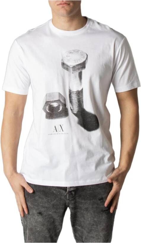 Armani Heren Print T-shirt met Capuchon Wit Heren