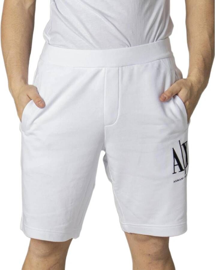 Armani Exchange Witte Bedrukte Katoenen Shorts White Heren