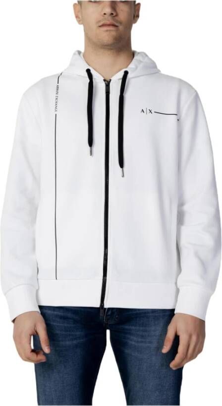 Armani Exchange Witte Hoodie met Logo Print White Heren