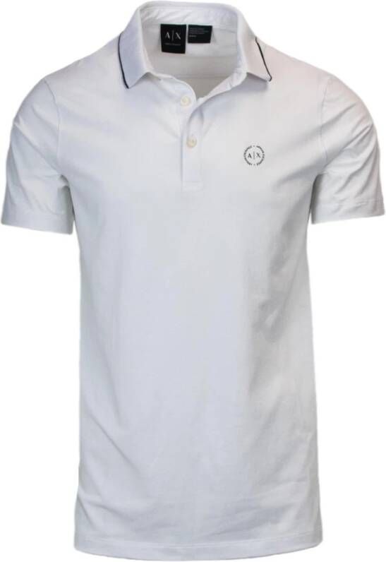 Armani Exchange Polo Logo TShirt Stretch Katoen Korte Mouw White Heren