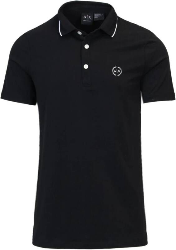 Armani Exchange Zwarte Polo Shirt met Knoopsluiting Black Heren
