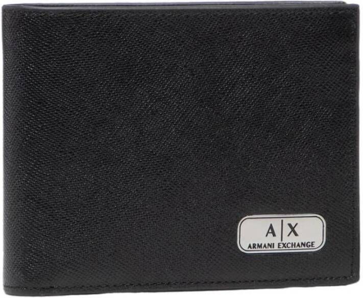 Armani Exchange Leren portemonnee met binnenvakken Black Heren