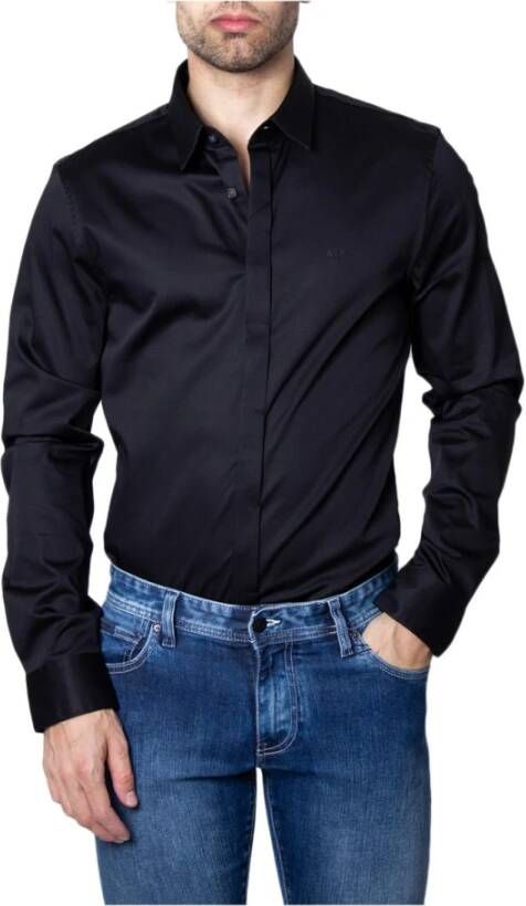 Armani Exchange Slim Fit Casual Overhemd Black Heren