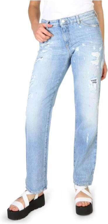 Armani Jeans Gescheurde Jeans Rechte Snit Blue Dames