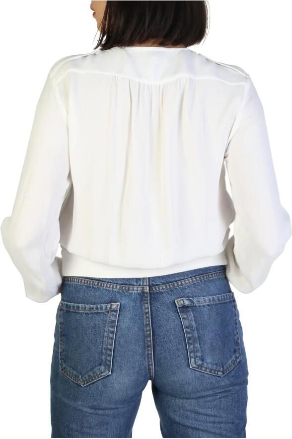 Armani Jeans Blazer met ritssluiting en lange mouwen White Dames