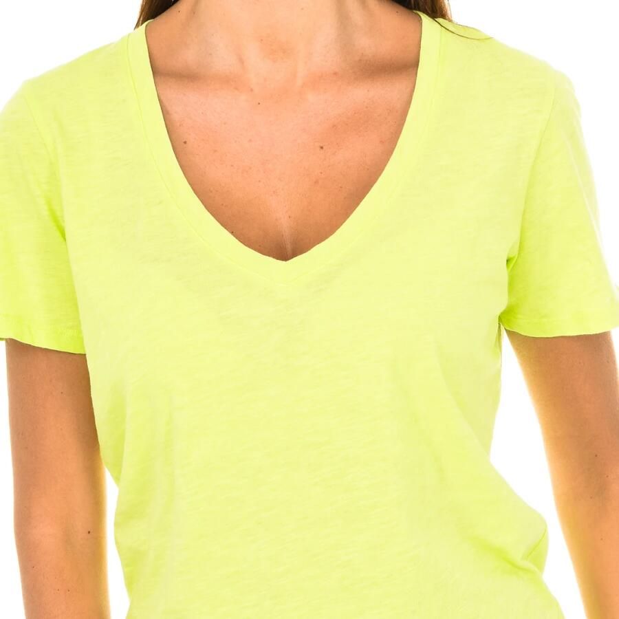 Armani Jeans Korte mouw V-hals T-shirt Yellow Dames