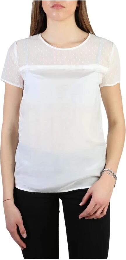 Armani Zijden en Viscose Achterknoop T-shirt voor Vrouwen White Dames - Foto 3