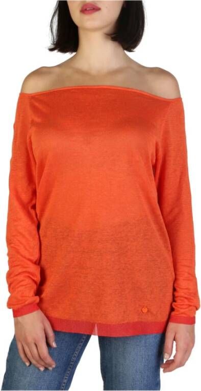 Armani Dames Linnen Trui Lente Zomer Collectie Orange Dames