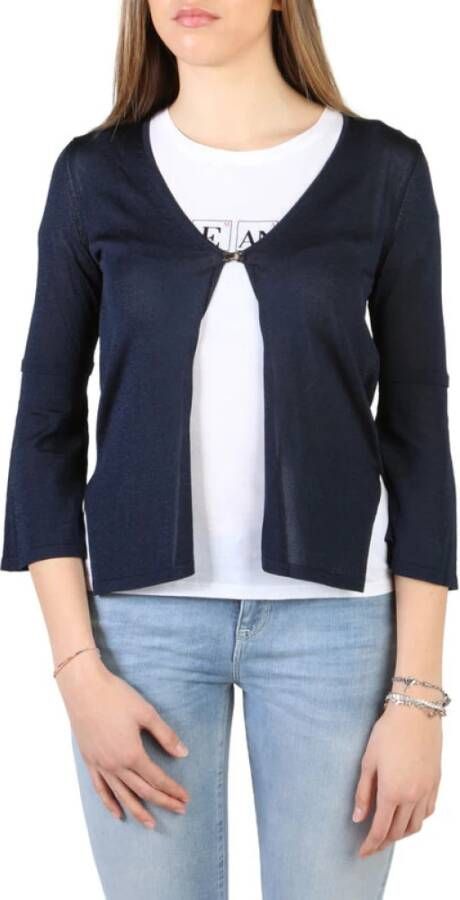Armani Jeans Dames Frontsluiting Sweater in Polyamide Blue Dames