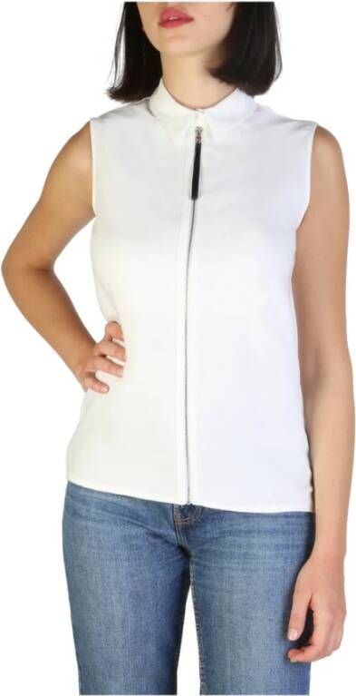 Armani Mouwloze Shirt met Ritssluiting voor Vrouwen White Dames