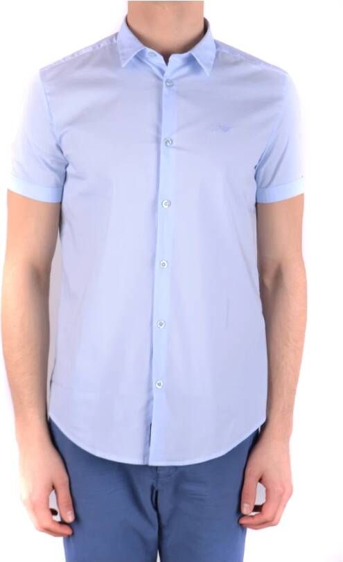 Armani Stijlvolle korte mouw overhemd voor mannen Blue Heren