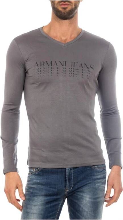 Armani Jeans Shirt met lange mouwen Grijs Heren