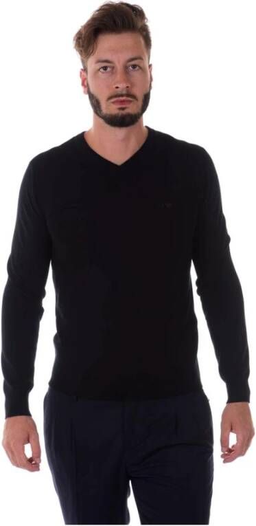 Armani Jeans Gezellige Gebreide Trui Black Heren