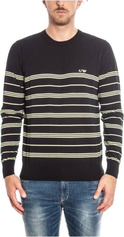 Armani Jeans Gezellige Gebreide Trui Black Heren