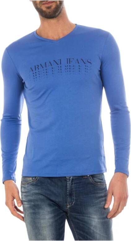 Armani Jeans Gezellige Gebreide Trui Blue Heren