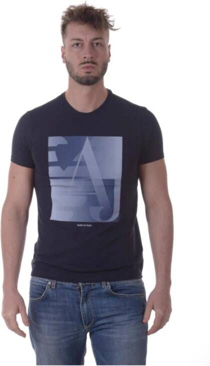 Armani Jeans Casual Logo Print Sweatshirt Blue Heren