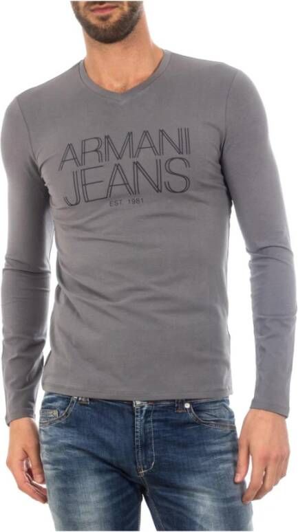 Armani Jeans Gezellige Gebreide Trui Gray Heren