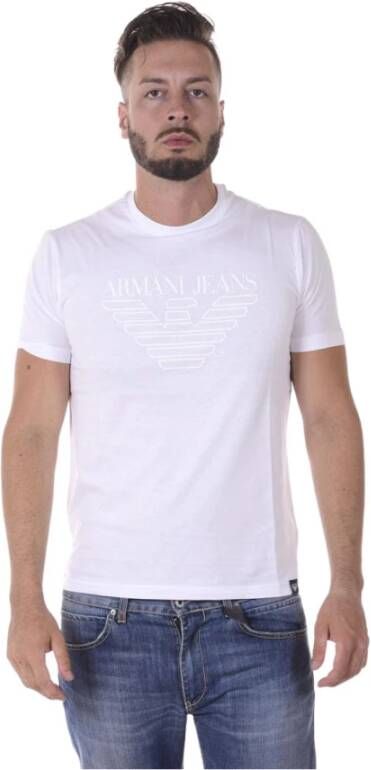Armani Jeans Casual Logo Print Top White Heren