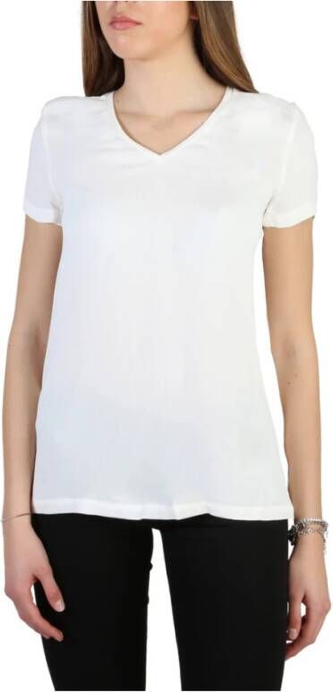 Armani Dames T-shirt met achterrits van viscose White Dames