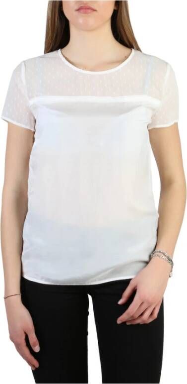 Armani Zijden en Viscose Achterknoop T-shirt voor Vrouwen White Dames