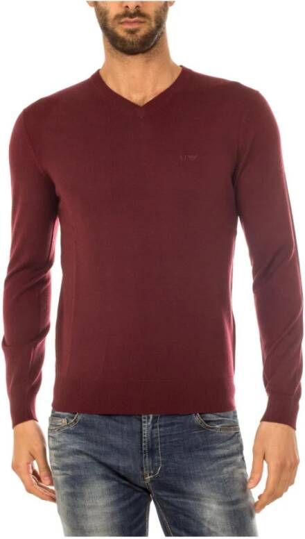 Armani Jeans Gezellige Gebreide Trui Red Heren