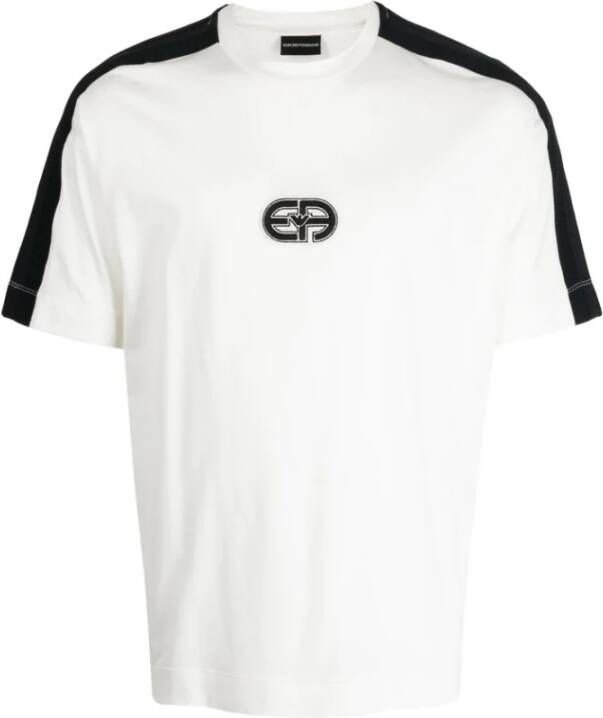 Armani Logo Print Color-Block T-shirt White Heren