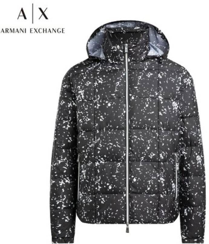 Armani Exchange Milieuvriendelijke Zwarte Jas met Verfspat Print Black Heren