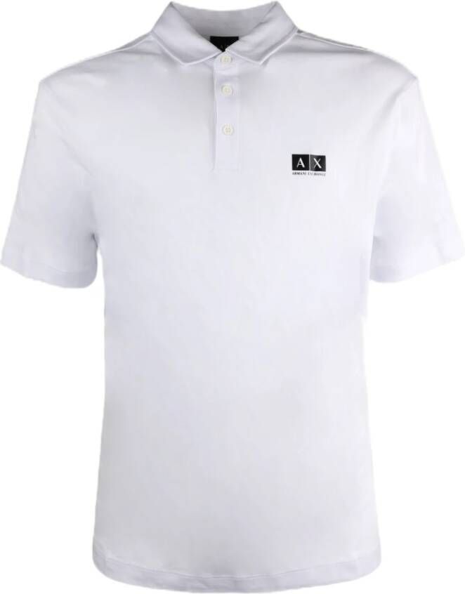 Armani Exchange Katoen Modal Polo Shirt White Heren