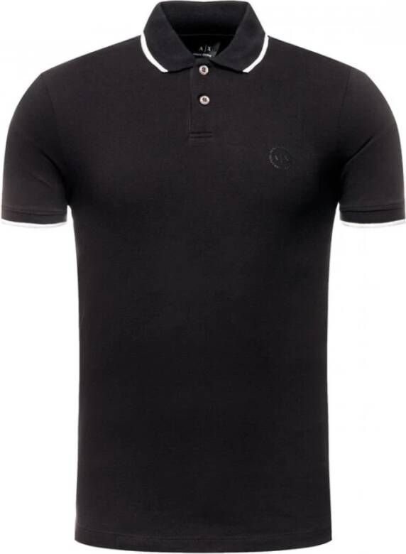 Armani Exchange Zwarte Polo Shirt met knoopsluiting Black Heren