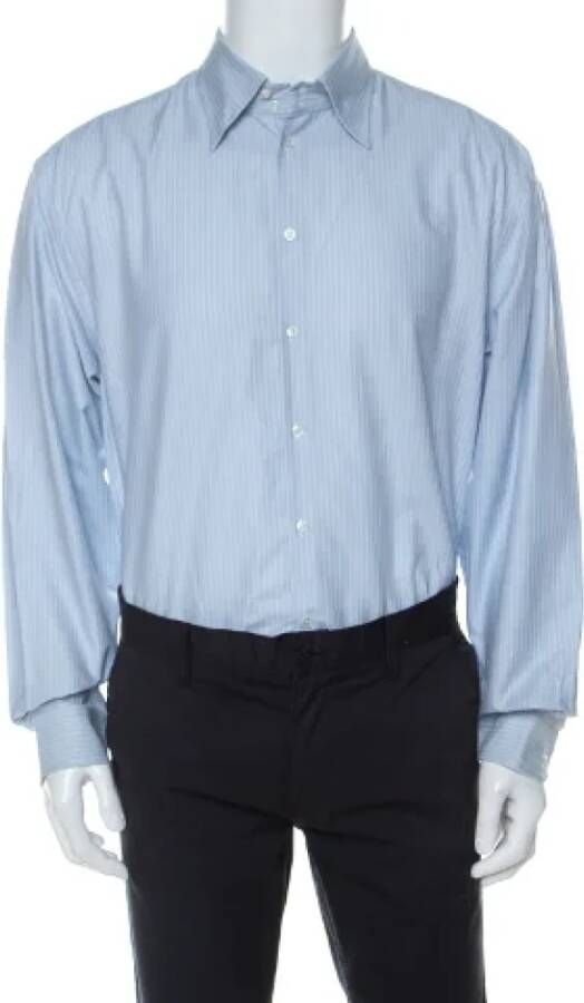 Armani Pre-owned Cotton tops Blauw Dames