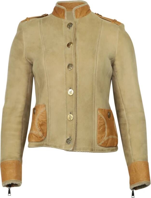 Armani Pre-owned Leather Jackets Beige Dames