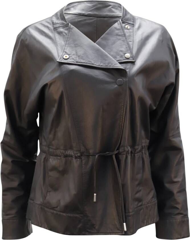 Armani Pre-owned Leather Jackets Zwart Dames