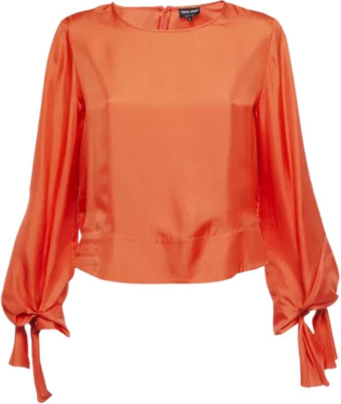 Armani Pre-owned Silk tops Oranje Dames