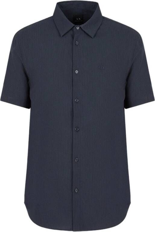 Armani Exchange Herenoverhemd met korte mouwen regular fit blauw Blue Heren