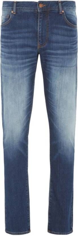 Armani Exchange Slim Fit Hoge Taille Blauwe Denim Jeans Blauw Heren