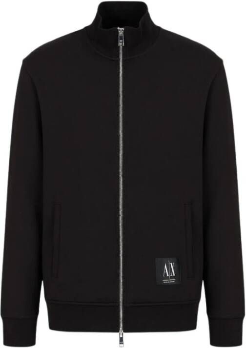 Armani Exchange Zwarte Zip Sweater Aansluitende Pasvorm Black Heren