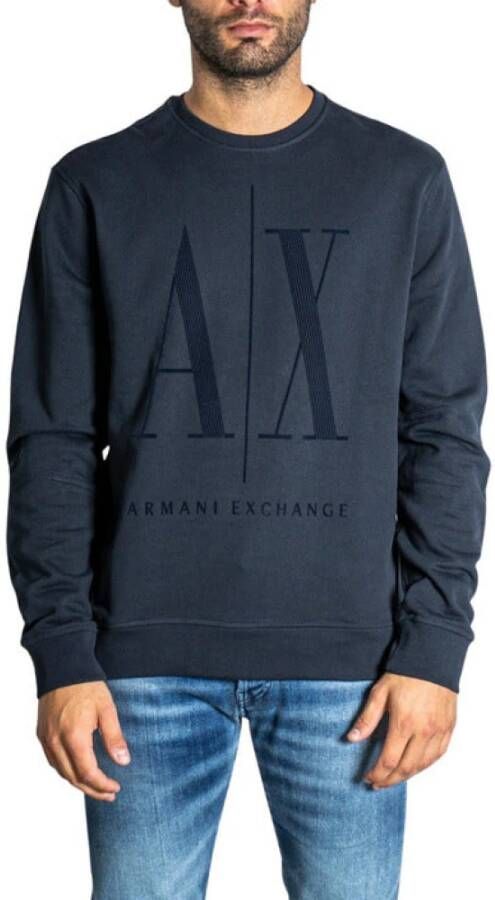 Armani Exchange Blauwe Ronde Hals Heren Sweatshirt Blue Heren