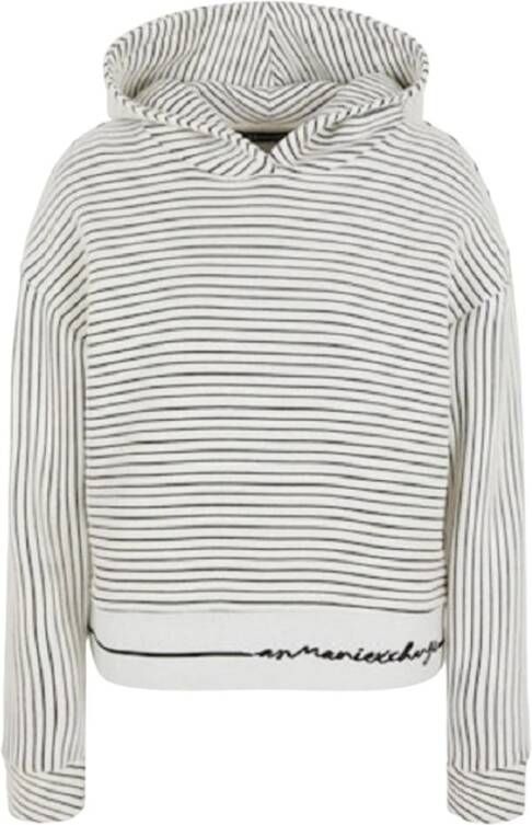 Armani Exchange Gestreepte hoodie voor dames White Dames