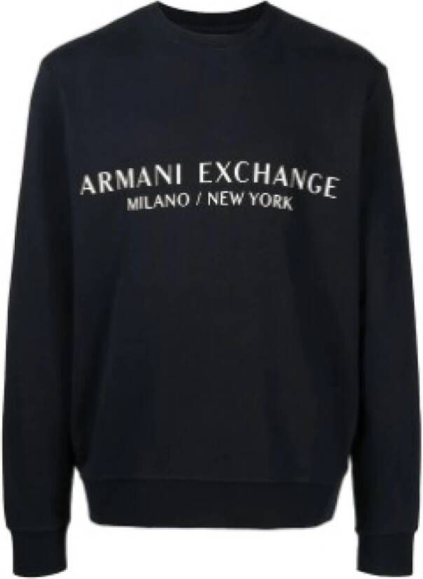 Armani Exchange Katoenen Logo Sweatshirt Blue Heren
