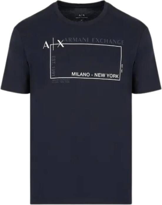 Armani Exchange Short Sleeve Shirts Blauw Heren