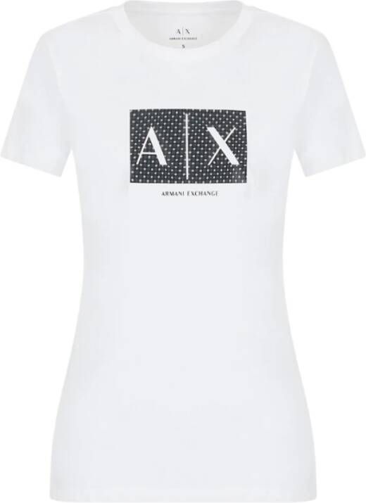 Armani Exchange Bedrukt T-shirt met ronde hals voor dames White Dames - Foto 3