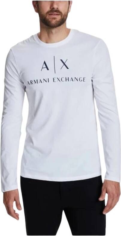 Armani Exchange Heren Bedrukt Langarm T-shirt White Heren