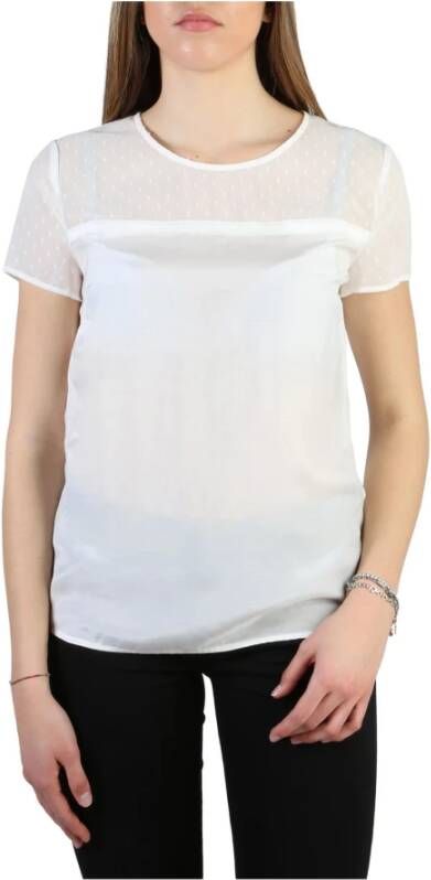Armani Zijden en Viscose Achterknoop T-shirt voor Vrouwen White Dames