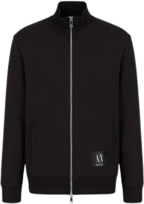 Armani Exchange Zwarte Zip Sweater Aansluitende Pasvorm Black Heren