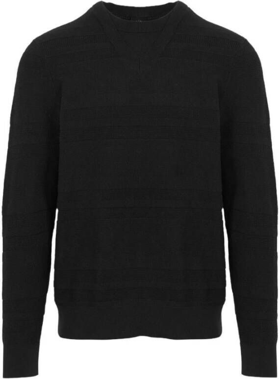 Armani Zwarte Sweaters met V-Hals en Geribbelde Details Zwart Heren