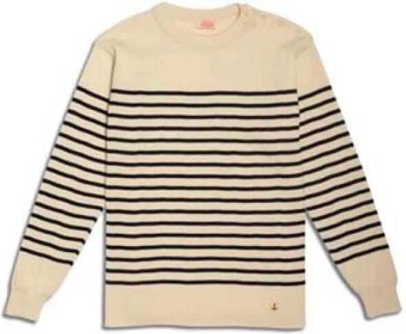 Armor Lux Sweaters Molène Trui Wol Strepen Ecru