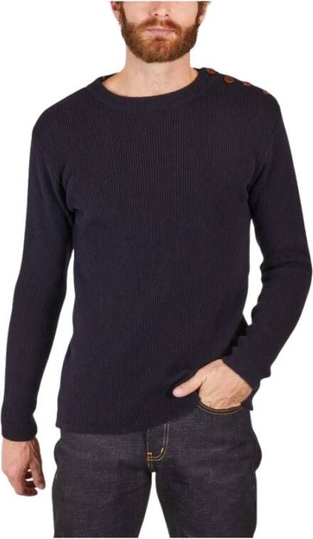 Armor-Lux Marine Trui Ronde hals Knoopsluiting Blauw Heren