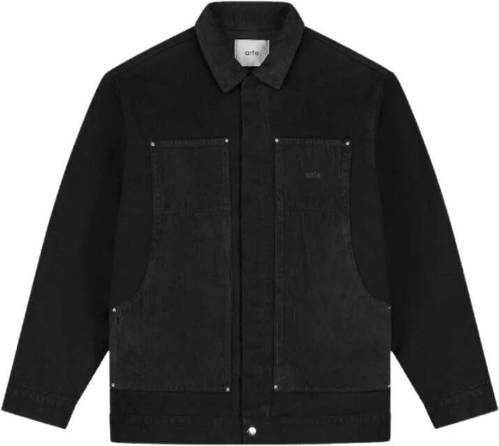 Arte Antwerp Workwear Jacket met Velvet Inzetstukken Black Heren