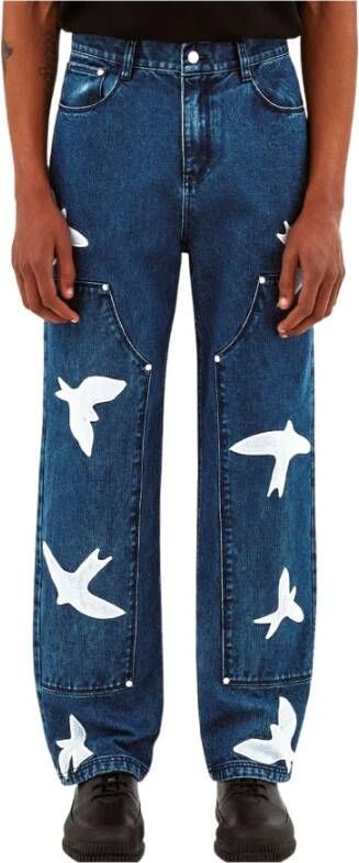 Arte Antwerp Blauwe Parker Birds Broek Blue Heren